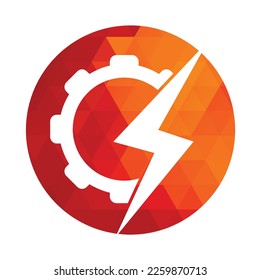 Electric gear vector logo template illustration. Thunder and gear logo design icon.