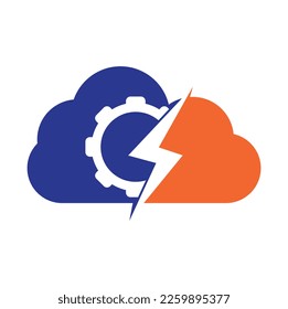 Electric gear vector logo template illustration. Thunder and gear logo design icon.