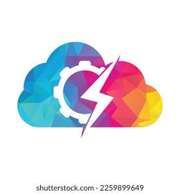 Electric gear vector logo template illustration. Thunder and gear logo design icon.