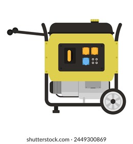 Electric generator alternator. Portable gasoline generator, industrial power generator cartoon vector illustration