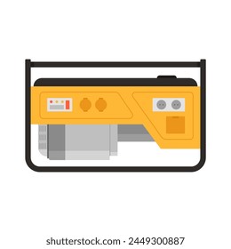 Electric generator device. Portable gasoline generator, industrial power generator cartoon vector illustration