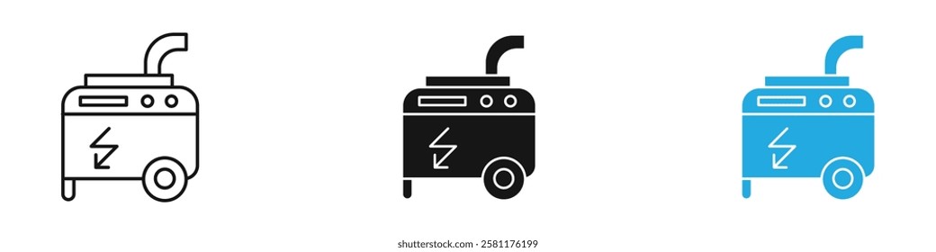 Electric generator icon black white vector outline