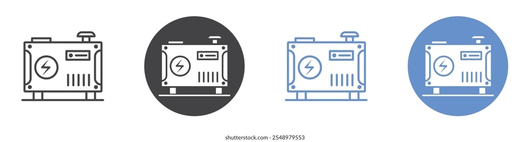 Ícone do gerador elétrico conjunto de símbolos de linha plana.