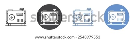 Electric generator icon flat line symbol set.