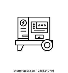 Electric generator icon Flat vector set outline