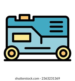 Electric generator icon outline vector. Diesel power. Portable machine color flat