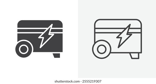 Electric generator icon. outlined vector style.