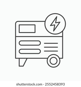 Electric generator icon set in blackthin line style.