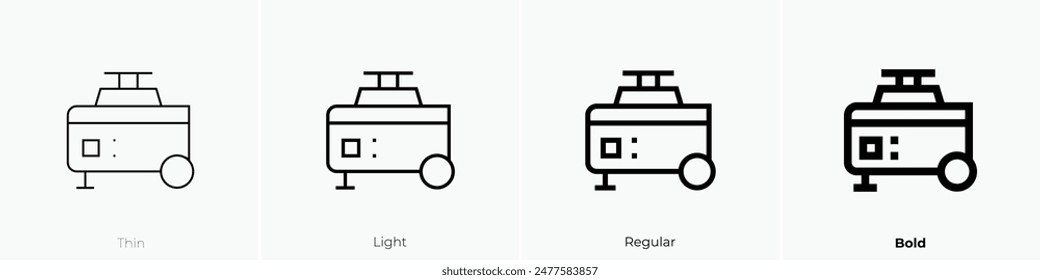 electric generator icon. Thin, Light Regular And Bold style design isolated on white background