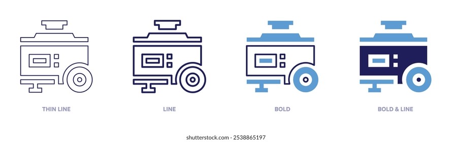 Electric generator machine icon in 4 different styles. Thin Line, Line, Bold, and Bold Line. Duotone style. Editable stroke.