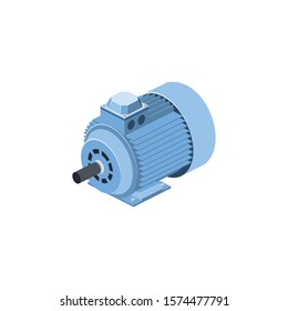 Electric Generator Motor. Vector 3d Isometric, Color Web Icon, New Flat Style. Creative Illustration Design, Idea For Infographics.