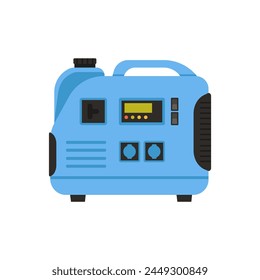 Electric generator technology. Portable gasoline generator, industrial power generator cartoon vector illustration