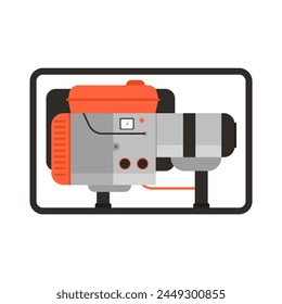 Electric generator tool. Portable gasoline generator, industrial power generator cartoon vector illustration