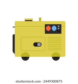 Electric generator transformer. Portable gasoline generator, industrial power generator cartoon vector illustration