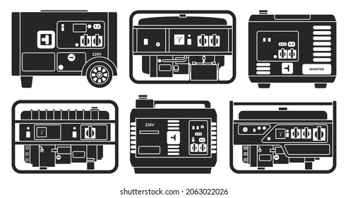 Electric generator vector black set icon. Vector illustration petrol generator on white background. Black set icon alternator.