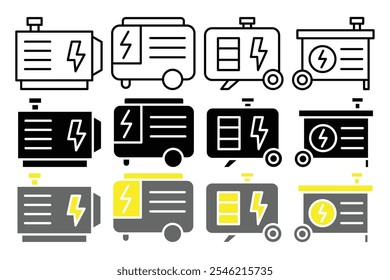 Electric generator vector icon collection. vector illustration set.