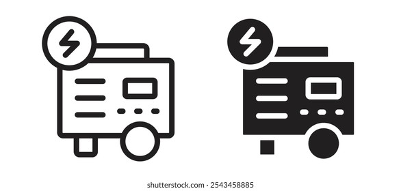 Ícone vetorial do gerador elétrico definido em preto.