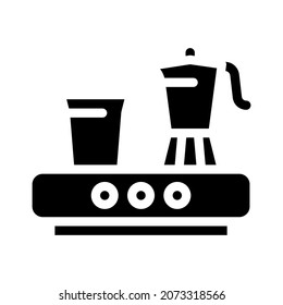 electric geyser coffee drink machine glyph icon vector. electric geyser coffee drink machine sign. isolated contour symbol black illustration