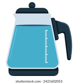 Electric glass kettle vector cartoon illustration isolated on a white background.