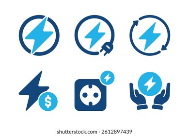 Electric glyph solid icons isolated on white background