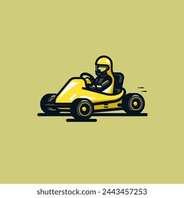 Electric Go Kart Flat Vector Art Recreation, Sport, Racing, Vehicle, Icon.