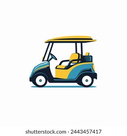 Electric Golf Cart Flat Vector Art Sport, Recreation, Vehicle, Golfing, Icon.