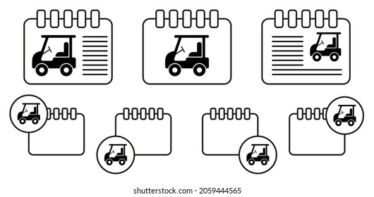 Electric golf cart vector icon in calender set illustration for ui and ux, website or mobile application
