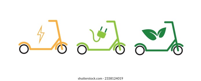 Electric graphic scooter icon isolated on white. Vector illustration of ECO kick transport.