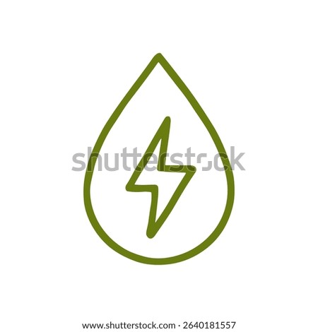 Electric Green Droplet Renewable Energy Symbol. Icon symbol illustration