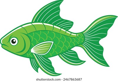 A electric green goldfish vector artwork illustration