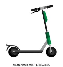 Electric green scooter isolated on white background. Electric scooter transportation in flat style. Eco transport for city lifestyle.Vector illustration
