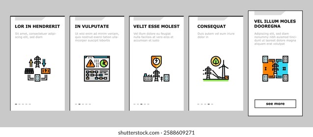 electric grid energy power onboarding mobile vector tower transmission, utility industry, high pylon, voltage distribution, network electric grid energy power illustrations