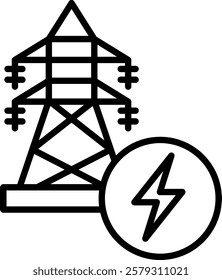 Electric Grid line icon single with high quality	