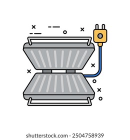 Electric Griddle Filled Color Icon, Vector illustration