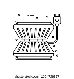 Electric Griddle Outline Icon, Vector illustration