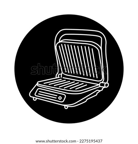 Electric grill color line icon. Kitchen device. Household appliance