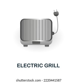 Electric Grill icon. 3d illustration from kitchen supplies collection. Creative Electric Grill 3d icon for web design, templates, infographics and more