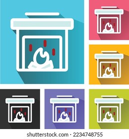 Electric grill icon. Open oven, stove icon, christmas cooking icon, grill oven logo, grill oven vector icons set