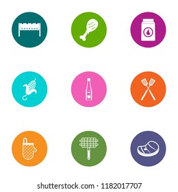 Electric grill icons set. Flat set of 9 electric grill vector icons for web isolated on white background