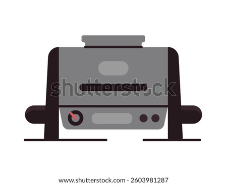 Electric grill, kitchen appliance. Modern equipment for home cooking of meat, fish and vegetables. Vector illustration