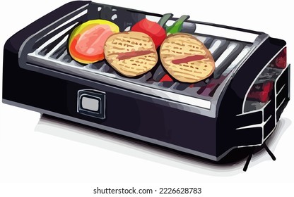 Electric Grill Realistic Illustration Vector Cartoon Drawing