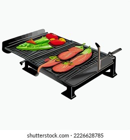 Electric Grill Realistic Illustration Vector Cartoon Drawing