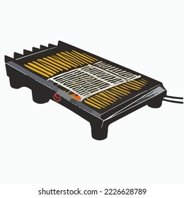 Electric Grill Realistic Illustration Vector Cartoon Drawing