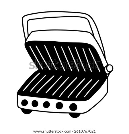 Electric grill vector sketch. Kitchen tool hand drawn isolated