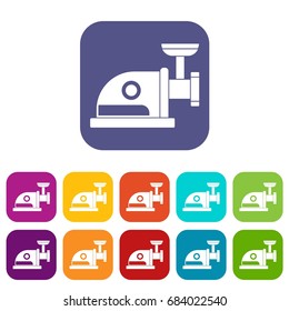 Electric grinder icons set