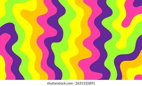 Rainure électrique: Lignes ondulées psychédéliques vibrantes. Ondes abstraites colorées dans des tons néon, parfaites pour les styles visuels rétro ou funky.