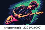 Electric Grooves: Trending Vector Illustration of a Guitarist
