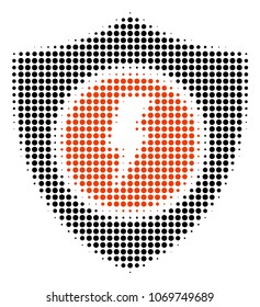 Electric Guard halftone vector icon. Illustration style is dotted iconic Electric Guard icon symbol on a white background. Halftone matrix is round elements.