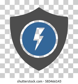 Electric Guard vector icon. Illustration style is flat iconic bicolor cobalt and gray symbol on a transparent background.