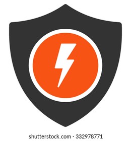 Electric Guard vector icon. Style is bicolor flat symbol, orange and gray colors, rounded angles, white background.